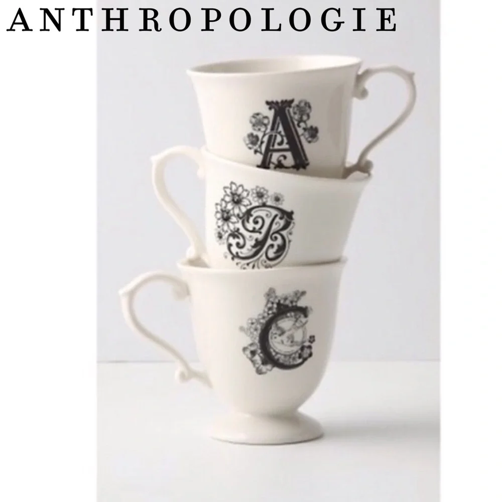 Anthropologie Missus Footed Pedestal Monogram Mug